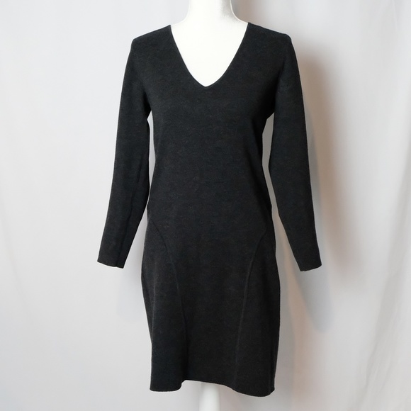 Theory Dresses & Skirts - Theory Gray Wool V-Neck Career Work Dress Medium